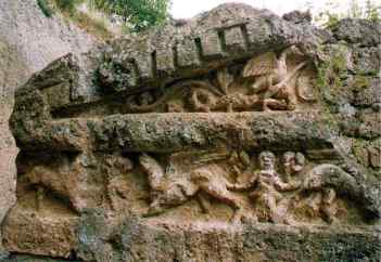 Iledebranda, Etruscan pedimet, Sorano, late 600 BCE